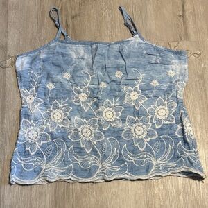 APRICOT Denim Blue Camisole with White Floral Design